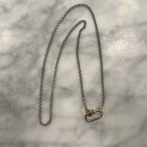 Marla Aaron Necklace 14k Yellow Gold Baby Lock w 16” Rolo Chain w Gold Loops